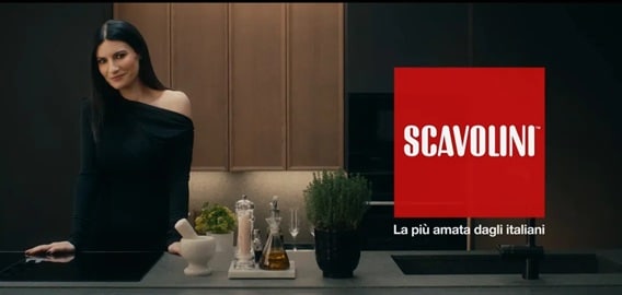 Scavolini kitchen advertising featuring the brand panel